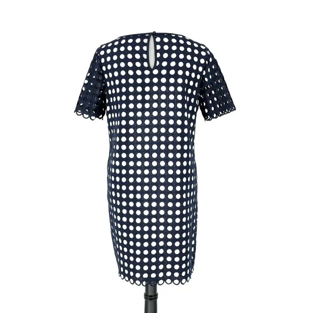 Catherine Malandrino Dress Womens 4 Navy Blue White Lining Shift Office Career - Picture 2 of 12